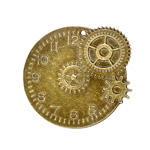 43x48mm Steampunk Rnd Watchface & Cogs Ant.Brass