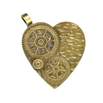 39x42mm  Steampunk Heart & Cogs Ant.Brass