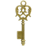 17x44mm Vintage Key Pendant ANT.GOLD