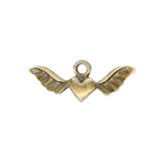 11x28mm Vintage Angel Wing Heart Ant.Gold
