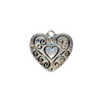 18mm Vintage Heart Charm Ant.Silver