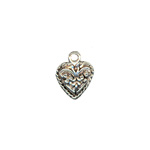 15mm Vintage Heart Charm Ant.Silver
