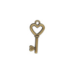26mm Vintage Heart Key Charm ANT.GOLD