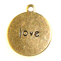 Round Love Charm 13mm Ant.Gold