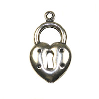 20mm Heart Lock Charm Ant.SILV