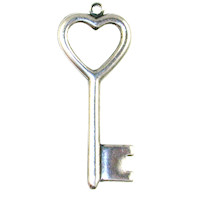 14x34mm Heart Key Ant.SILV