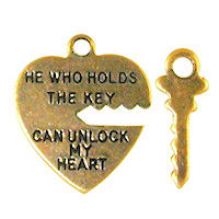 16x19mm Key to my Heart Ant.GOLD