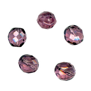 8mm Glass Round Facet Beads: Amethyst