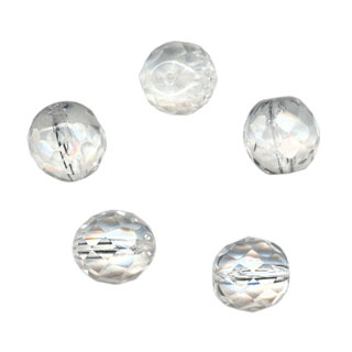 6mm Glass Round Facet Beads: Clear
