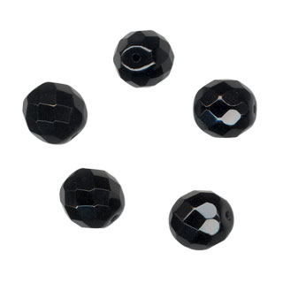 6mm Glass Round Facet Beads: Jet