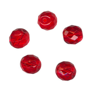 6mm Glass Round Facet Beads: Ruby