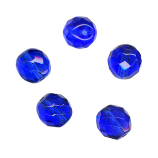 6mm Glass Round Facet Beads: Sapphire