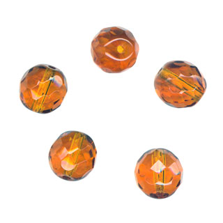 6mm Glass Round Facet Beads: Topaz