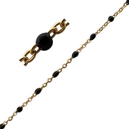 DC Cable Chain w/Black Enamel Gold Filled