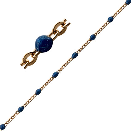 DC Cable Chain w/Blue Enamel Gold Filled