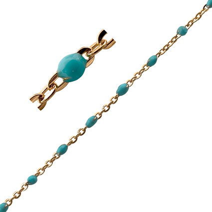 DC Cable Chain w/Turquoise Enamel Gold Filled