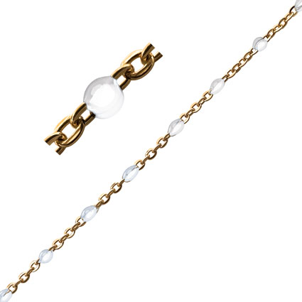 DC Cable Chain w/White Enamel Gold Filled