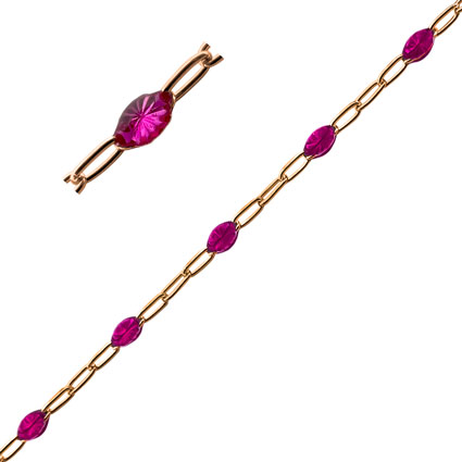 Small Paperclip Chain w/Dark Rose Enamel Gold Filled