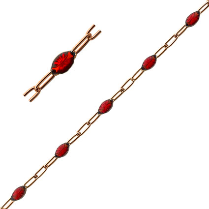 Small Paperclip Chain w/Ruby Enamel Gold Filled