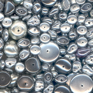 100g Shapes Glass Pearl Beads Assortment:Grey