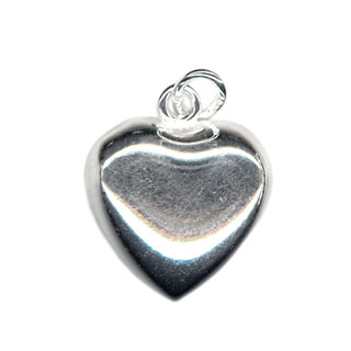 12mm Puff Heart Charm Sterling Silver