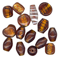 500g XL Silver Foil Glass Bead Mix Topaz