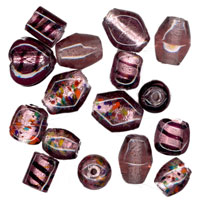 500g XL Silver Foil Glass Bead Mix Purple