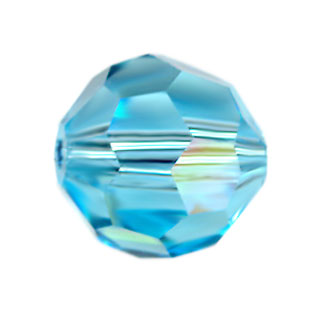 6mm Czech Crystal Round Facet Beads: Aquamarine