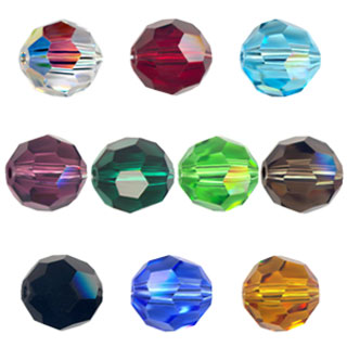 6mm Czech Crystal Round Facet Beads: Mix