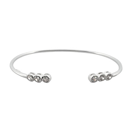 CZ 6 Stone Bangle Sterling Silver