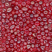 250g Glass Beads Mix Lustre Red