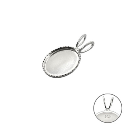 10x8mm Milled Edged Pendant Sterling Silver