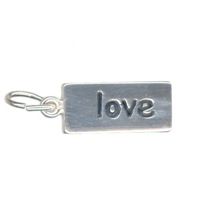 12x6mm Love Tag Charm Sterling Silver