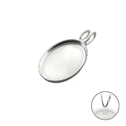 14x10mm Milled Edged Pendant Sterling Silver