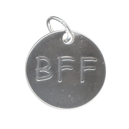 15mm BFF Disc Tag Charm Sterling Silver