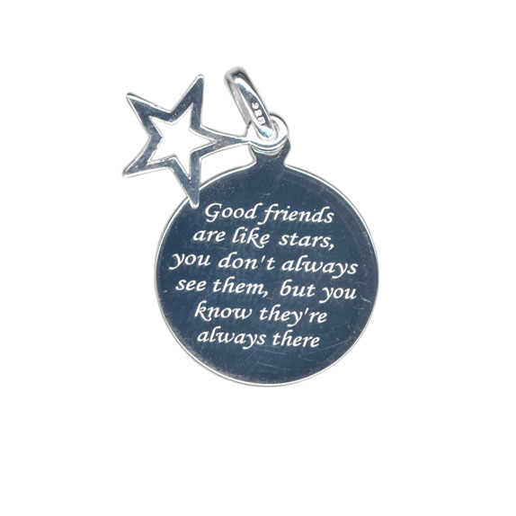 16mm Good Friends w/Star Sterling Silver Pendant