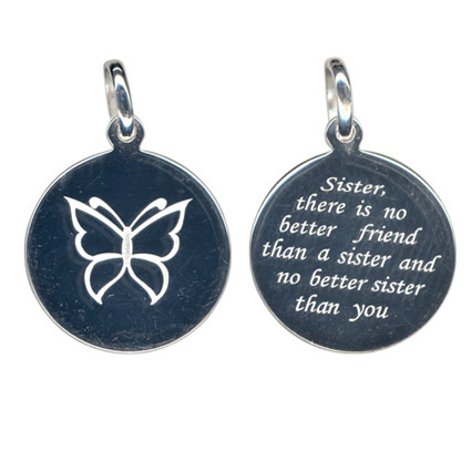 16mm No Better Sister Sterling Silver Pendant