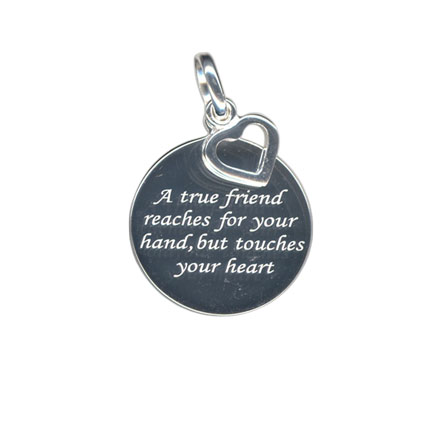 16mm True Friends w/Heart Sterling Silver Pendant