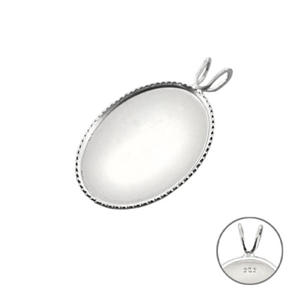 St. Silver 18 x13mm Milled Edged Pendant