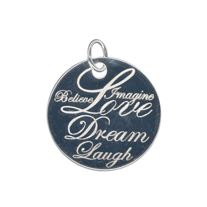 20mm Love Dream Laugh Sterling Silver Pendant