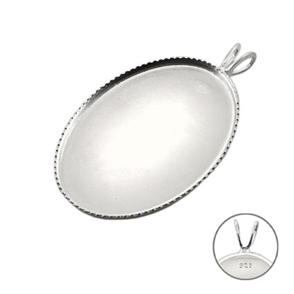 25x18mm Milled  Edged Pendant Sterling Silver