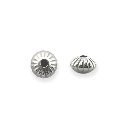 5mm Corrugated Rondelle Beads Sterling Silver