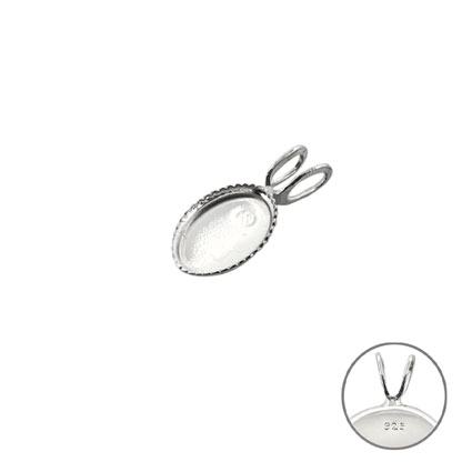 8x6mm Milled Edged Pendant Sterling Silver