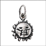 9mm Sun face Charm Sterling Silver