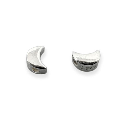 6mm Half Moon Beads Sterling Silver