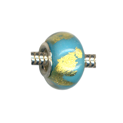 STS Core Charm Bead: Turquoise w/Gold Foil