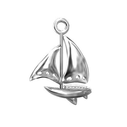 16mm Sail Boat Charm Sterling Silver