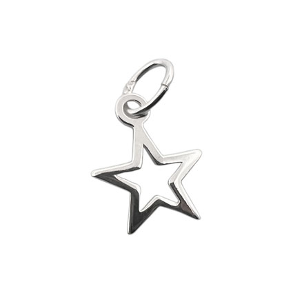 10mm Open Star Charm Sterling Silver