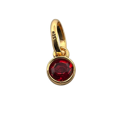 4mm Birthstone Bezel Charm STS 24k GOLD plated-Garnet/January