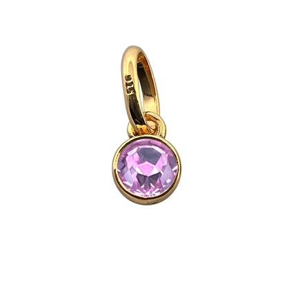 4mm Birthstone Bezel Charm STS 24k GOLD plated-Alexandrite/June